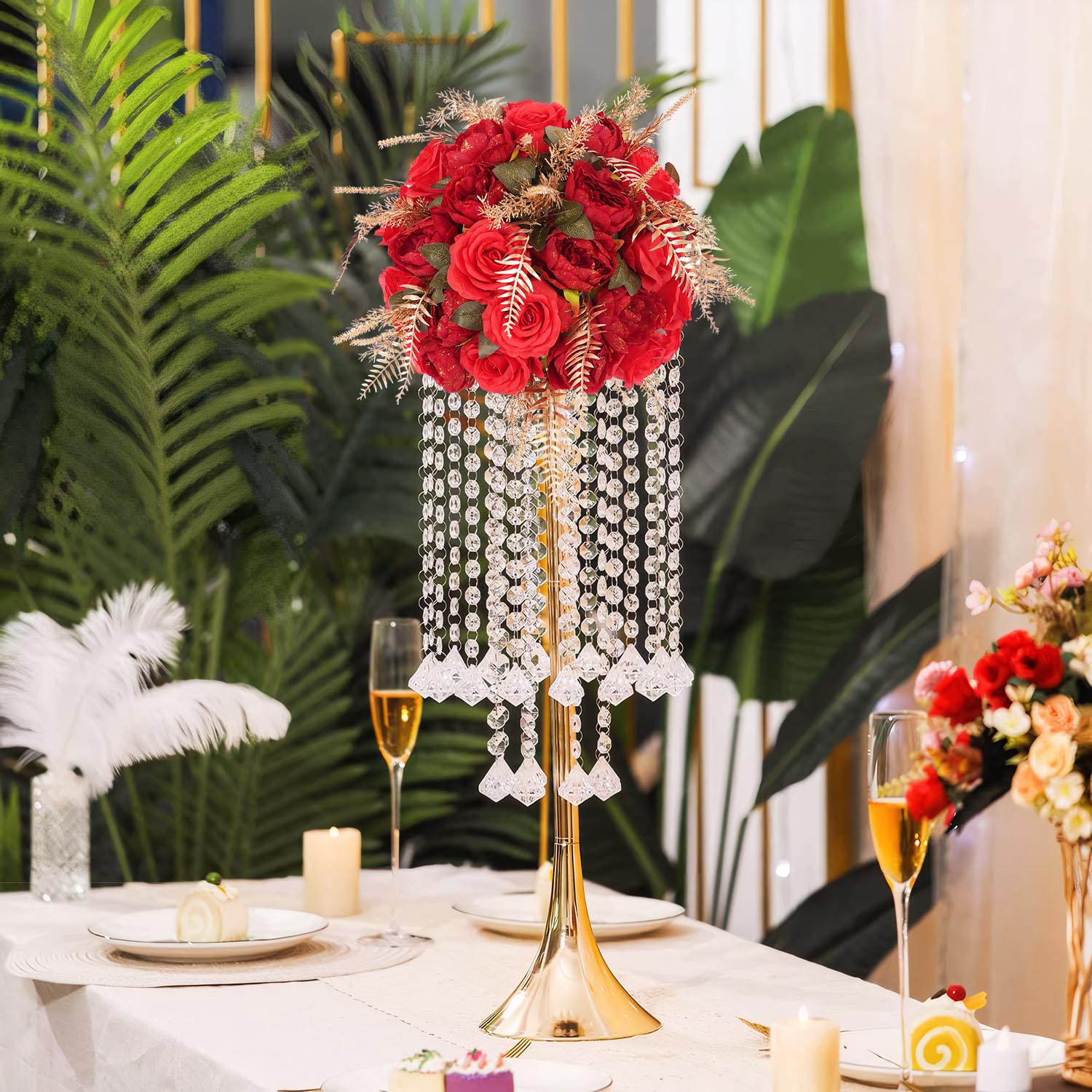 40cm Gold Red Spherical Dried Flower Arrangements 2 picture